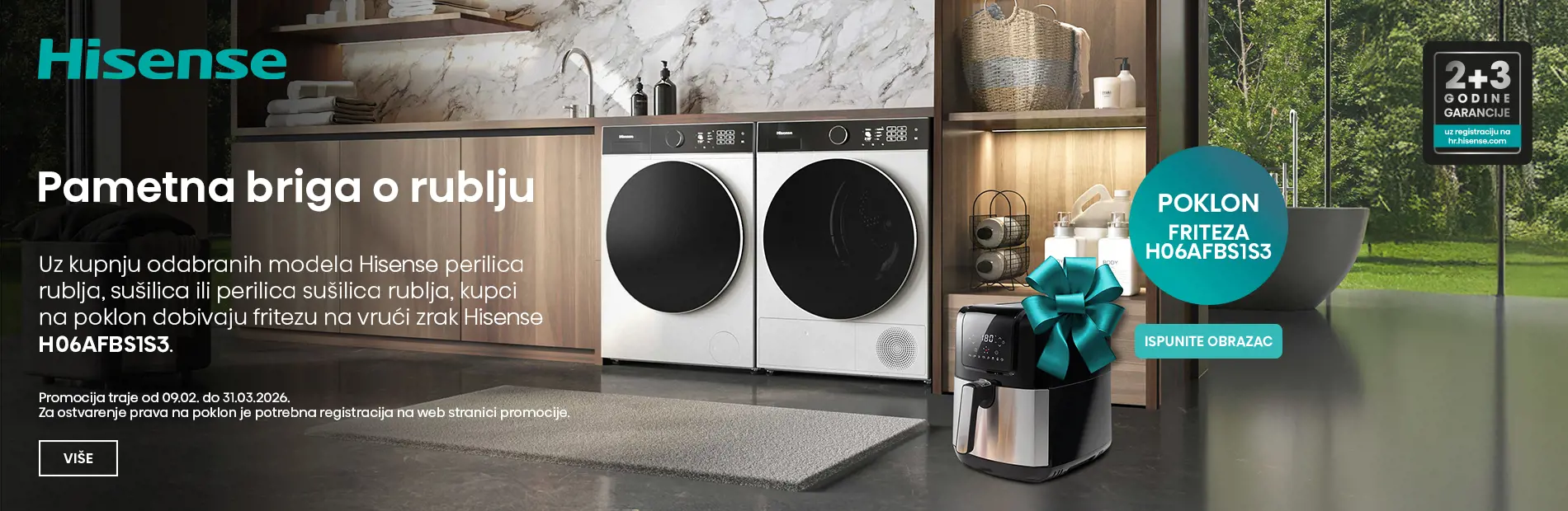 Hisense pametna briga o rublju -poklon friteza