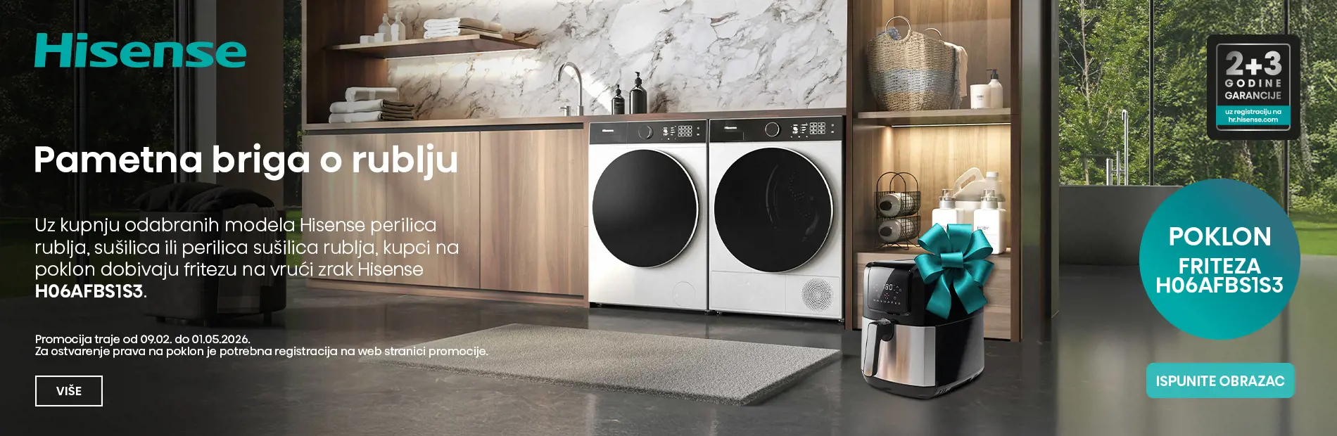 Hisense pametna briga o rublju -poklon friteza.