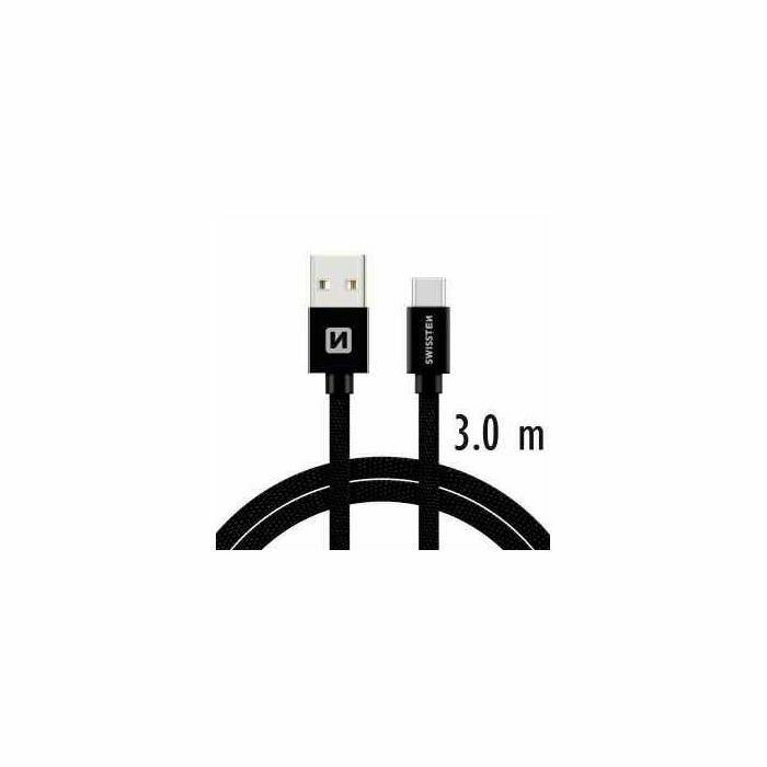 KABEL SWISSTEN USB/USB-C PLATENI 3M CRNI