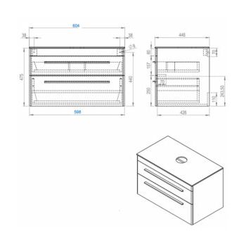 KUP.ORMAR SNOW 60/2 SA PLOČOM S/PINE WHITE