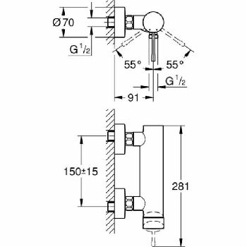 GROHE ESSENCE NEW, MIJEŠALICA ZA TUŠ, PHANTOM BLACK