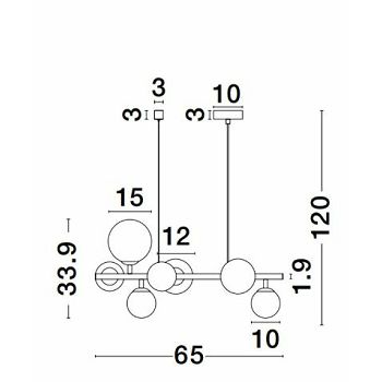 NL9028858 ODILLIA MODERNA SVJETILJKA OD STAKLA- OPALNO STAKLO I MAT ZLATNI METAL