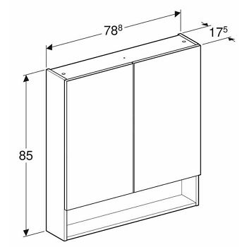 GEBERIT CER SELNOVA SQUARE - ELEM. S OGLEDALOM, 2 VRATA 78,8x85x17,5 BIJELI 501.268.00.1