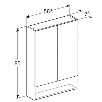 GEBERIT CER SELNOVA SQUARE - ELEM. S OGLEDALOM, 2 VRATA 58,8x85x17,5  LAVA 501.265.00.1