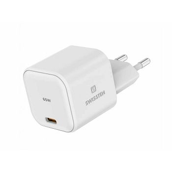PUNJAČ SWISSTEN GAN 1X USB-C 65W POWER DELIVERY, BIJELI