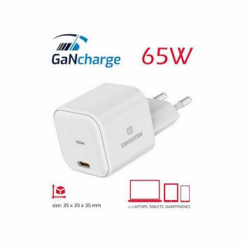 PUNJAČ SWISSTEN GAN 1X USB-C 65W POWER DELIVERY, BIJELI
