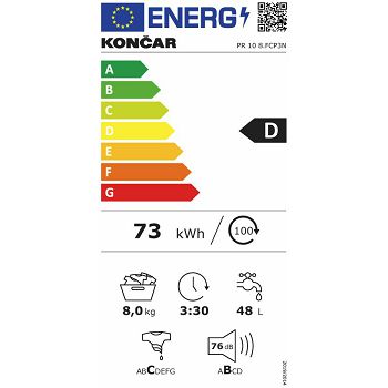 PERILICA RUBLJA KONČAR PR 10 8.FCP3N 8 KG PREDNJE PUNJENJE