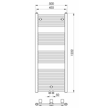KUP.RADIJATOR TERMABAD R01 BLACK, 1222x500 mm, 552 W, CRNI, SREDNJI PRIKLJUČAK, G626487