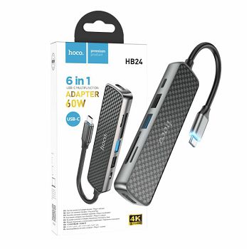 USB HUB KONVERTER HOCO USB3,0/2,0/SD/TF/PD