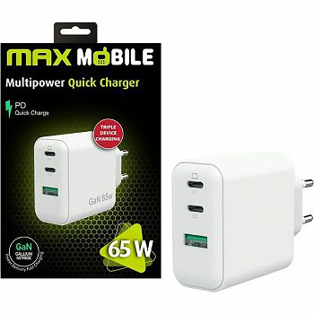 PUNJAČ ZA MOBITEL MAXMOBILE DUO TYP C+USBA 3UTR2076-QP65W