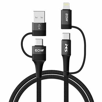 KABEL CC USB AM/CM>USB CM LIGHTNING 4-1 1M MS