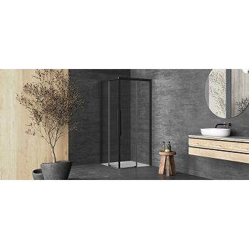 TUŠ KABINA LIBRA Q90x90 , B/1, CRNI PROFIL, PROZ.STAKLO