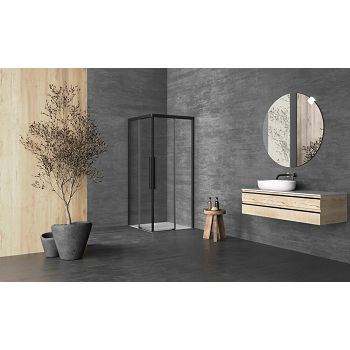 TUŠ KABINA LIBRA Q90x90 , B/1, CRNI PROFIL, PROZ.STAKLO