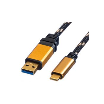 KABEL ROLINE GOLD USB 3.1 GEN2 USB A - USB C 1.0 MET CRNO ZLATNI