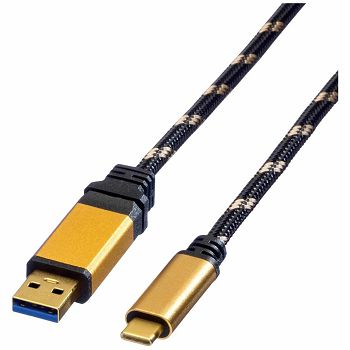 KABEL ROLINE GOLD USB 3.1 GEN2 USB A - USB C 1.0 MET CRNO ZLATNI
