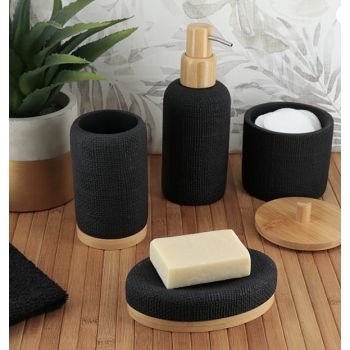 TEND.61161103 ČAŠA VITTORIA MREŽA/BAMBUS EFEKT POLIRESIN, CRNA