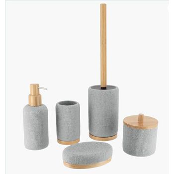 TEND.61161180 ČAŠA VITTORIA MREŽA I BAMBU EFEKT, POLIRESIN, SIVA