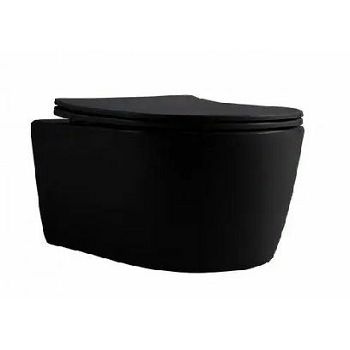 WC ŠKOLJKA VISEĆA MB ROUND TORNADO, WC DASKA SOFTCLOSE, CRNA MAT, 49x37x34 