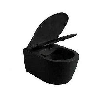 WC ŠKOLJKA VISEĆA MB ROUND TORNADO, WC DASKA SOFTCLOSE, CRNA MAT, 49x37x34 
