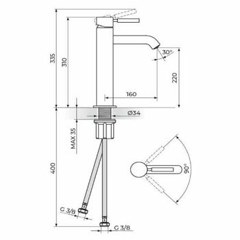 MJEŠALICA ZA UMIVAONIK L GUN METAL SIVA JG30109