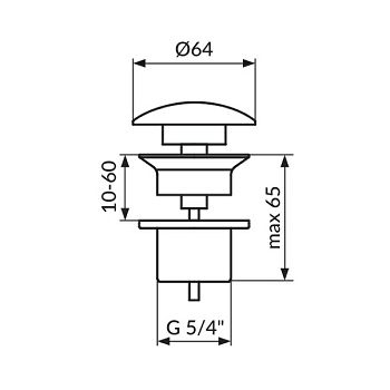 GORNJI DIO SIFONA KLIK-KLAK 5/4 GUN METAL SIVI JG245