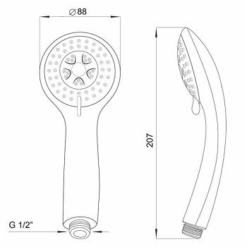 TUŠ SET VOXORT DALIS, 3 FUNKCIJE, CRIJEVO 150 CM N12986