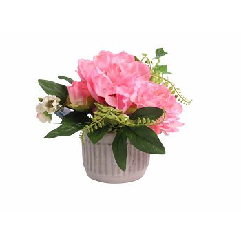 VODOOTPORNI ARANŽMAN U CEMENTNOJ POSUDI 25X20CM ROZA