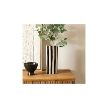 VAZA KERAMIKA CRNA BIJELA  13x30cm  ATMOSPHERA