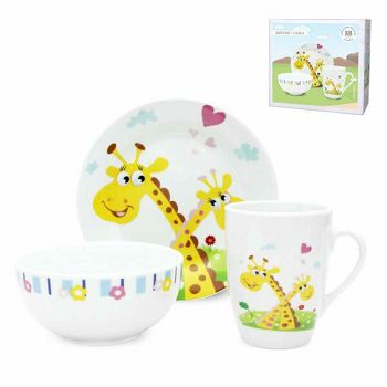 SET DJEČJI ZA JELO ŽIRAFE 3/1 porculan