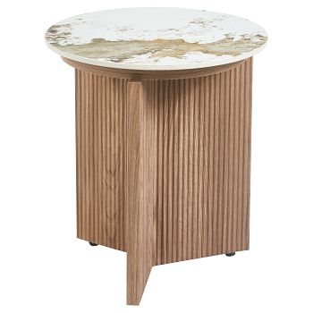 STOL KAMI  MDF/KERAMIKA 45x50cm noce/smeđi mramor