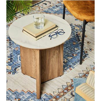 STOL KAMI  MDF/KERAMIKA 45x50cm noce/smeđi mramor