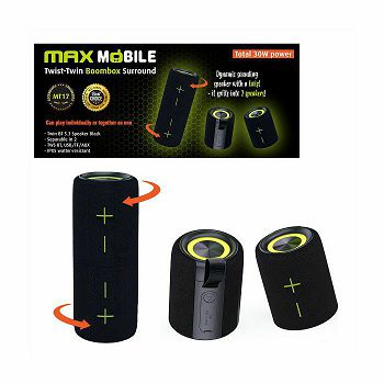 ZVUČNIK MAXMOBILE BLUETOTH TWIST-TWIN BOOMBOX MT17