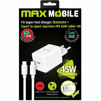PUNJAČ MAXMOBILETR385004+C KABEL 45W