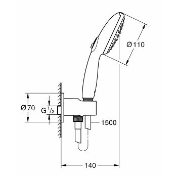 GROHE264062433 TUŠ SET TEMPESTA NOSAČ+RUČICA,BLACK MAT