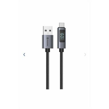 KABEL SWISSTEN LED INDIKATOR, USB/USB-C 1,5 M, 60W, TEKSTILNI CRNI