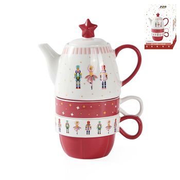 SET ZA ČAJ PORCULAN BOŽIĆNI DEKOR 450/250ml orašar