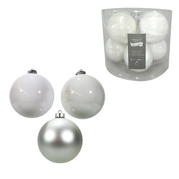 KUGLICE ZA BOR STAKLENE 8 cm 8/1 bijele sjaj/mat/biserne