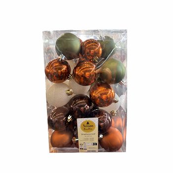 KUGLICE ZA BOR STAKLENE 6 cm 30/1 bakrene,zelene,smeđe,bjele