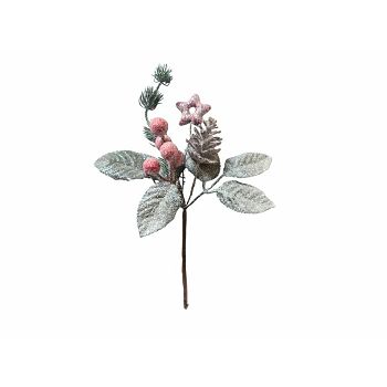 PIK DEKORATIVNI ZASNJEŽENI 22cm ROZI