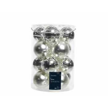BOŽIĆNE KUGLICE STAKLO 8CM. S/16 srebrne