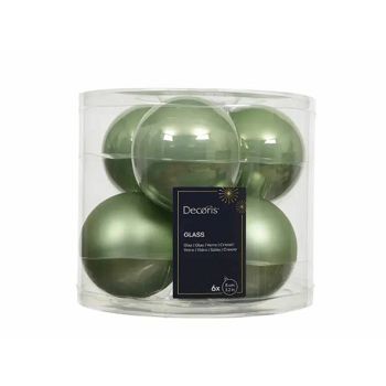 BOŽIĆNE KUGLICE STAKLO 8CM. S/6 matcha zelena