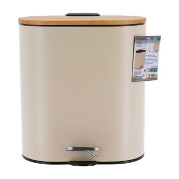 KANTA ZA SMEĆE NA PEDALU 5L SOFT CLOSE METAL-BAMBUS, BEŽ