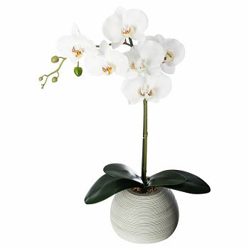 CVIJEĆE UMJETNO ORHIDEJA 53CM BIJELA TEGLA CEMENT/PLASTIKA