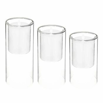 SVIJEĆNJAK S 3 LED  SVIJEĆE  STAKLO