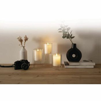 SVIJEĆNJAK S 3 LED  SVIJEĆE  STAKLO