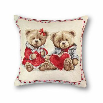 JASTUČNICA BOŽIĆNA KISS 45 x 45 GOLD ZALJUBLJENI MEDVJEDIĆI