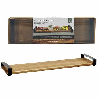DASKA DRVENA ZA SERVIRANJE S METALNIM DRŠKAMA 50x15x4 cm