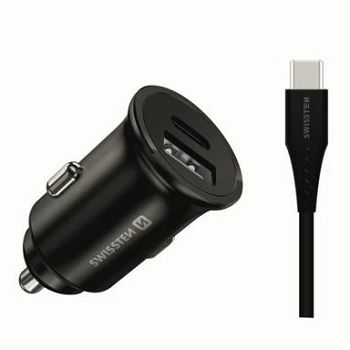 PUNJAČ ZA AUTO SWISSTEN 1 x USB-C, 1 x USB, CL PRO SUPER FAST 35 W + USB-C KABEL 1,2 MET