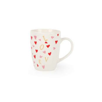 ŠALICA NB CRNA 320ml dekor srca porculan