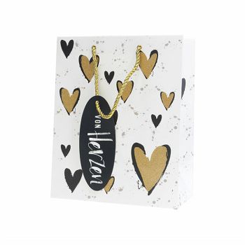 VREĆICA BIJELA SA ZLATNIM SRCIMA 20,5x11x25,5 cm